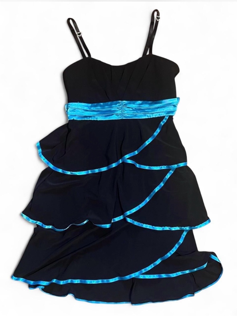 Y2K Deb Black Dress with Turquoise Trim